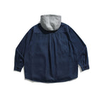 Denim Field Shirt Jacket with Fleece Hood