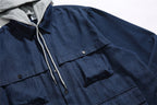 Denim Field Shirt Jacket with Fleece Hood