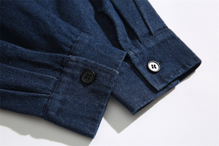 Denim Field Shirt Jacket with Fleece Hood